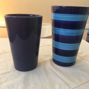 2  Blue Ceramic Vases